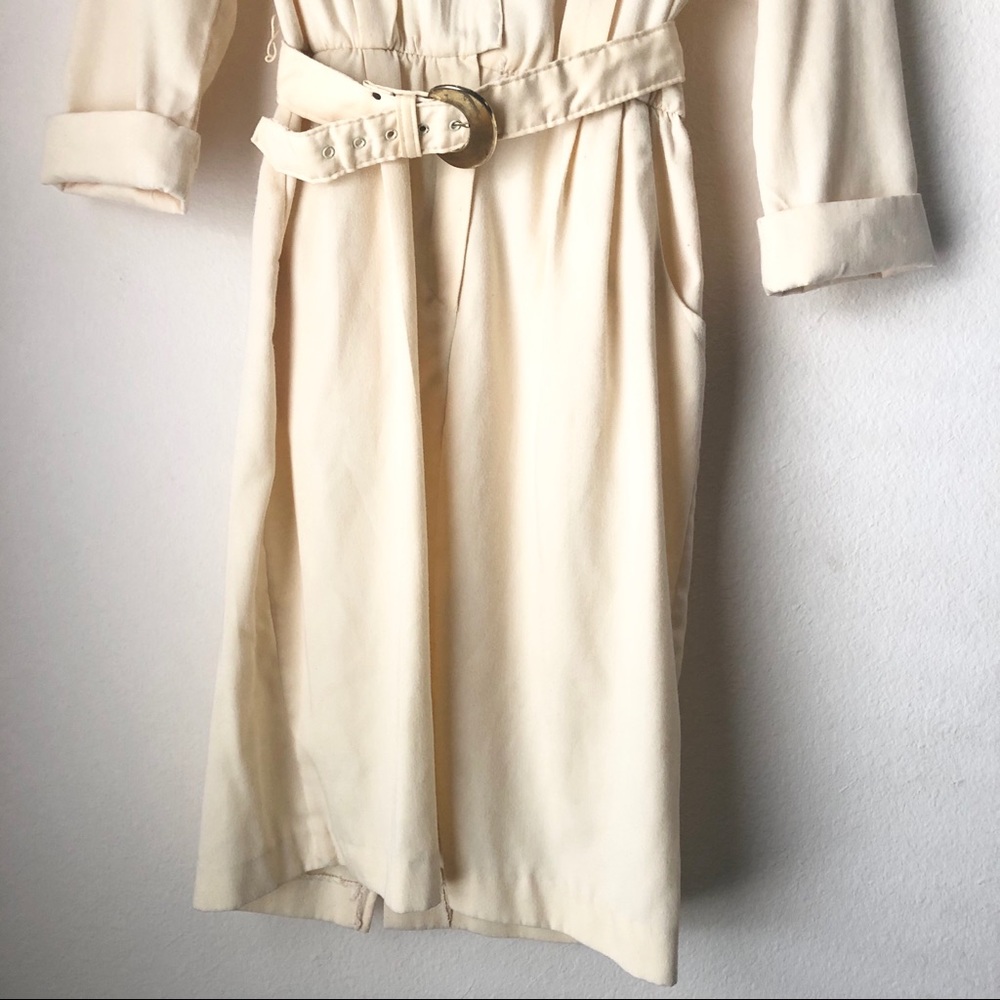 Vintage Button Midi Dress With Belt Cream 6P - Picture 3 of 13